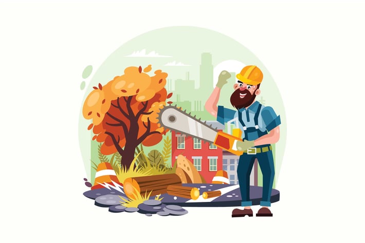 Lumberjack Holding Chainsaw Vector Illustration
