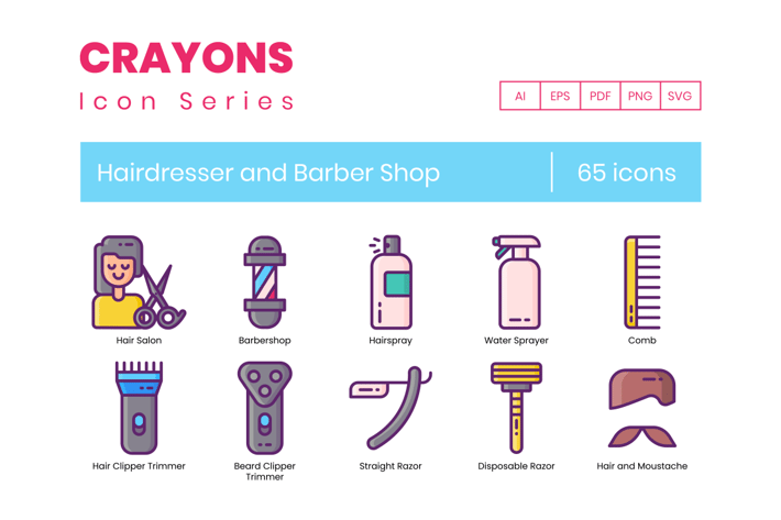 70 Hairdresser and Barber Shop Icons