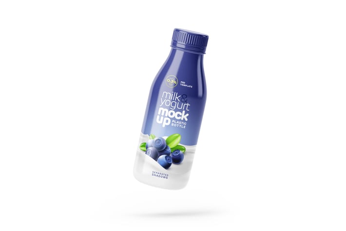 Small Yogurt & Milk Bottle Mockup