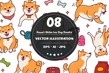 Kawaii Shiba Inu Dog Doodle Set