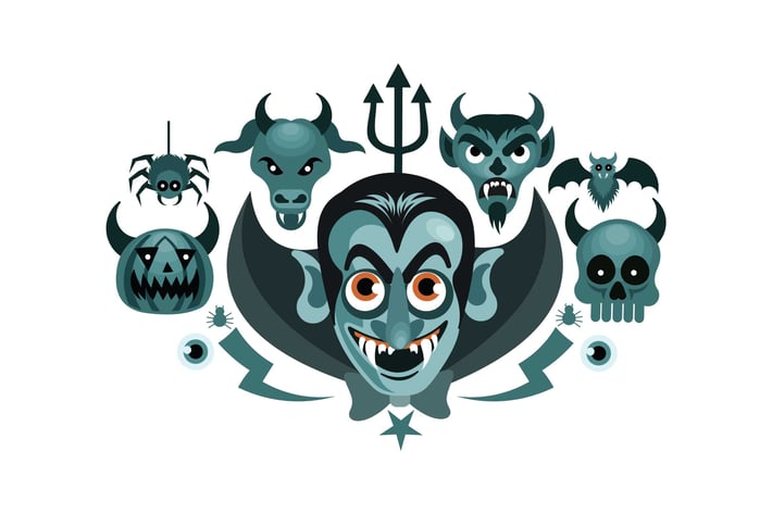 Set of Halloween Graphics Spooky Vector Illustrati