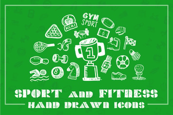 Fitness and Sports Hand Drawn Icons