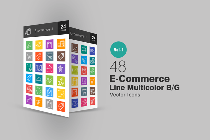 48 Ecommerce Line Multicolor Icons