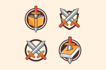 Game item Sword and Book symbol cartoon style