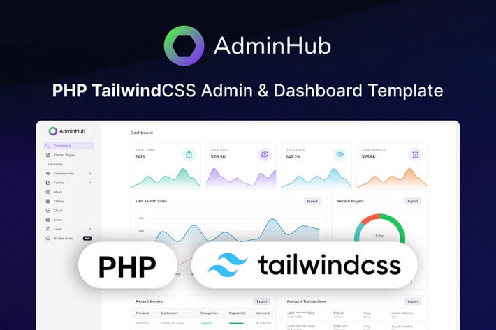 AdminHub- PHP Tailwind Admin & Dashboard Template