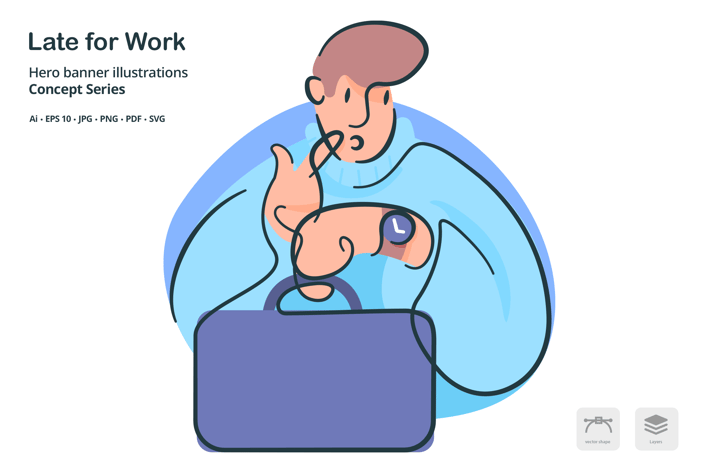 Late for Work Vector Illustration