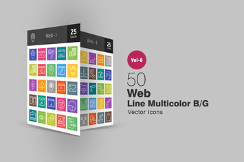 50 Web Line Multicolor B/G Icons