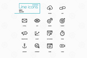 Business concept, SEO - line design icons set