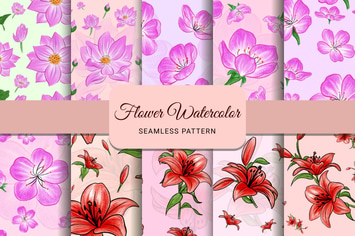Flower Watercolor Seamless Pattern