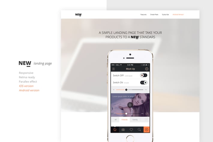  NEW Retina Ready App Landing Page 