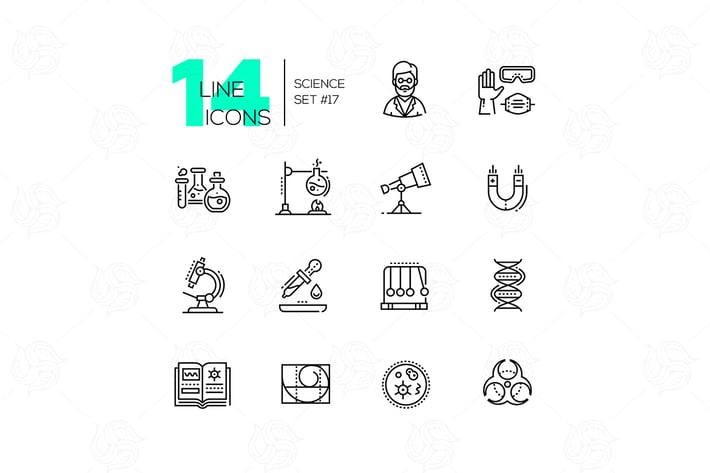 Science - modern single line icons set