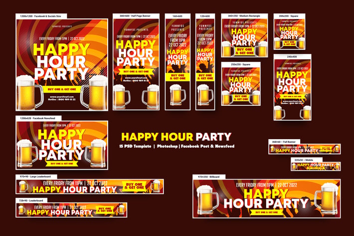 Happy Hour Party Banners Ad