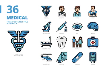 Medical Filled Outline Style Icon Set