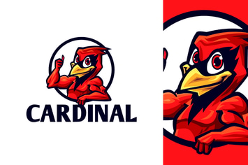 Cartoon Cardinal Bird Mascot Logo
