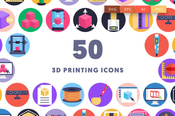 50 3D Printing Icons