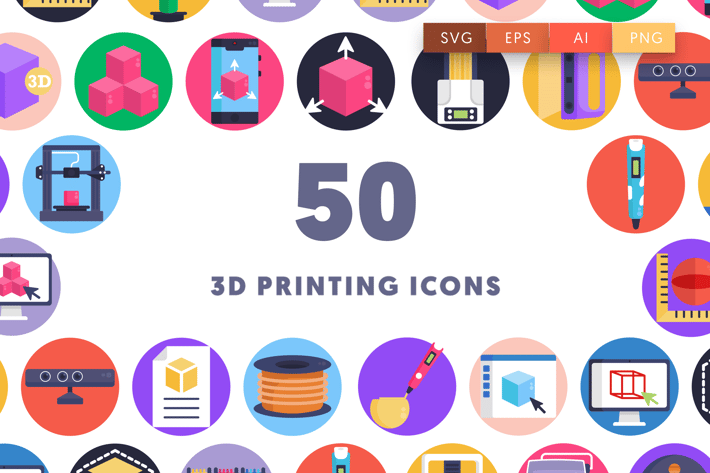 50 3D Printing Icons