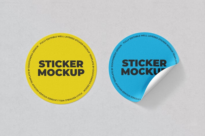 Circle Sticker Mockup Template