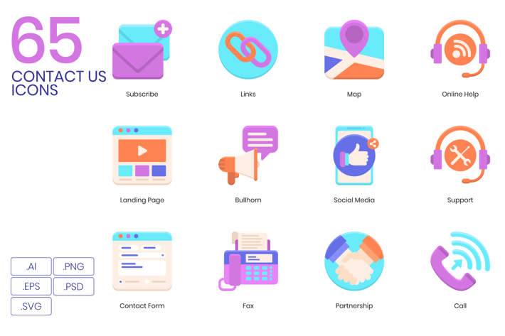 65 Contact Us Icons