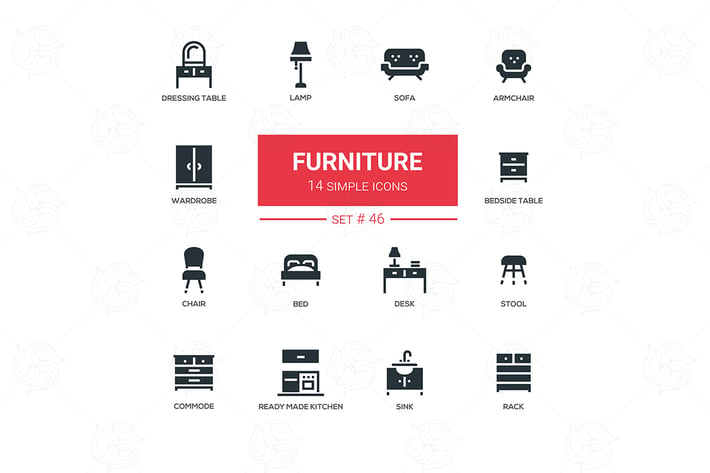 Furniture - line design icons set