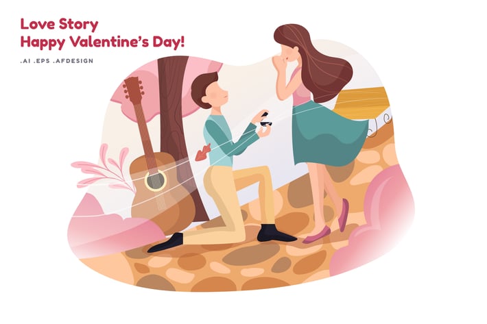Love Story Vector Illustration