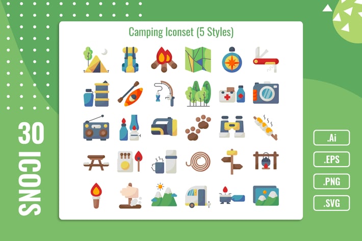 30 Iconset Camping with 5 styles variant