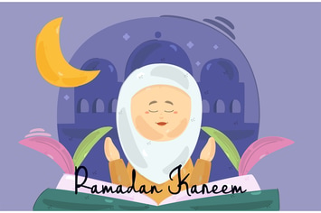 Ramadan Kareem with Muslim Girl Praying 