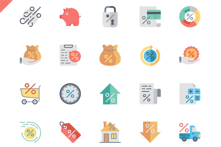 Simple Set Loan Flat Icons