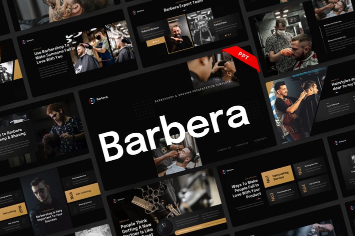 Barbera - Barbershop & Shaving PowerPoint Template