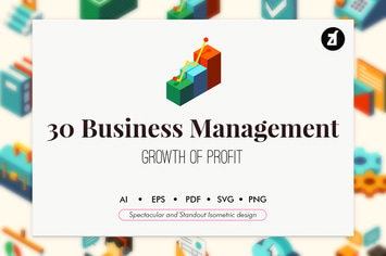 30 Business management isometric elements