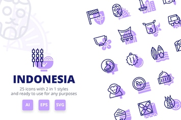 Indonesia Icons (Line and Solid)