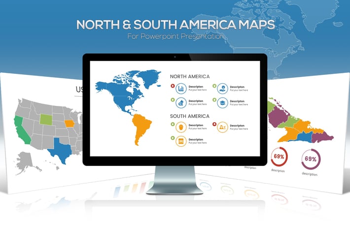 North & South America Maps for Powerpoint