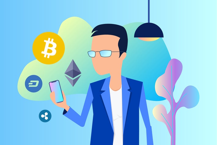 Smart Service Blockchain 2D Illustration