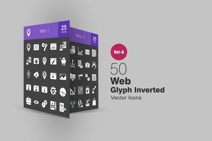 50 Web Glyph Inverted Icons