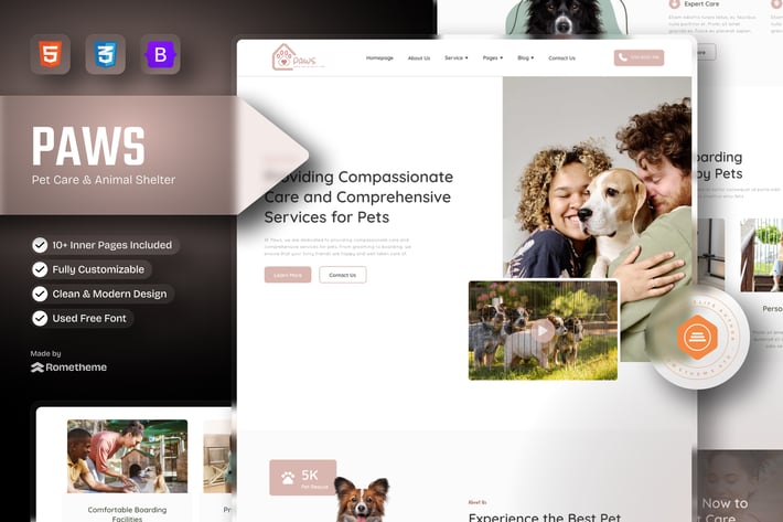 Paws - Pet Care and Animal Shelter HTML Template