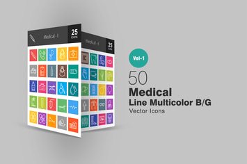 50 Medical Line Multicolor Icons