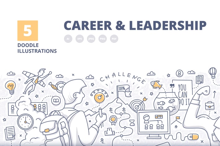 5 Career & Leadership Illustrated Concepts
