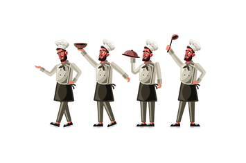 Chef Character Set Graphics Vector Illustration