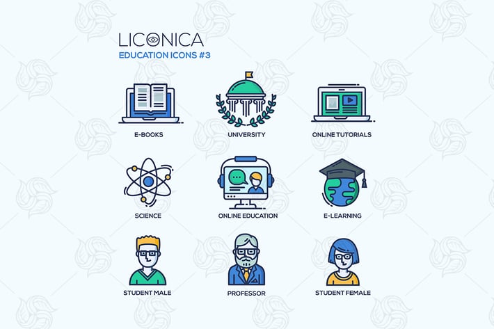Modern school and education thin line design icons