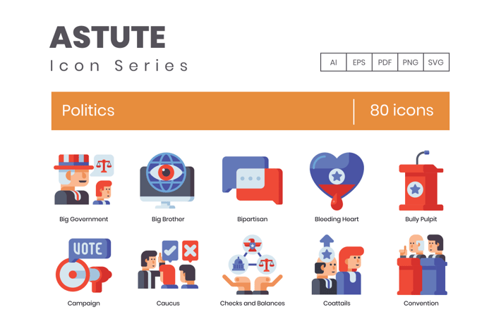 80 Politics Flat Icons