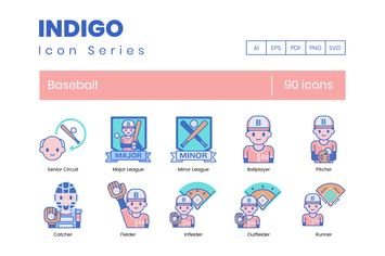 90 Baseball Line Icons