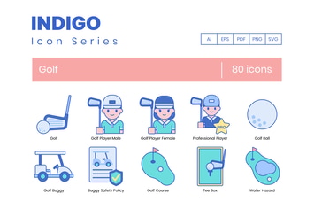 80 Golf Line Icons