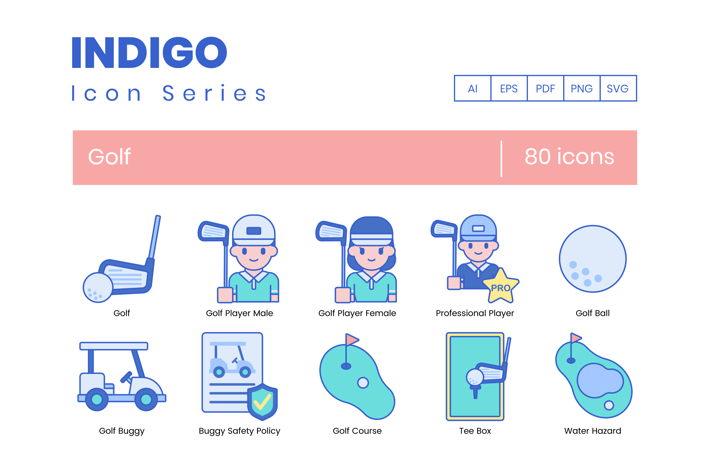 80 Golf Line Icons