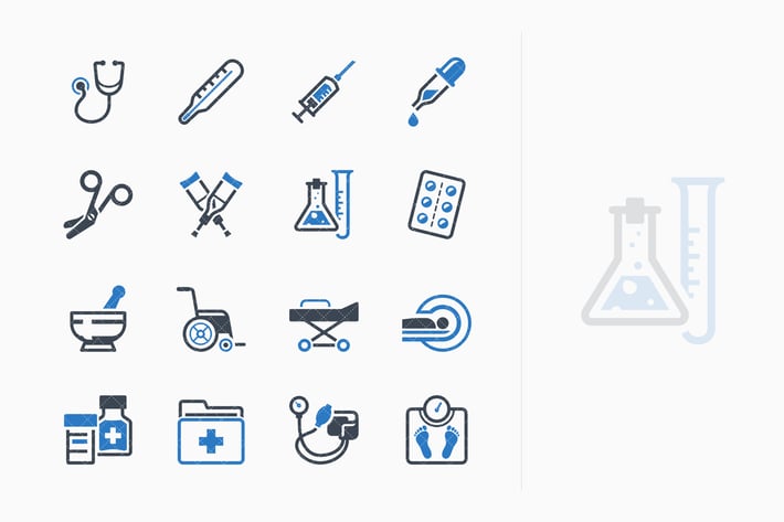 Medical Equipment & Supplies Icons - Blue Series