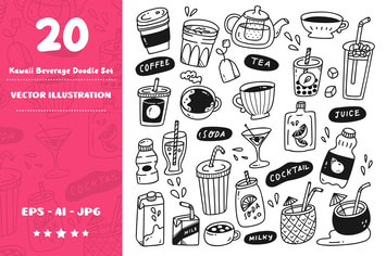 Kawaii Beverage Doodle Set