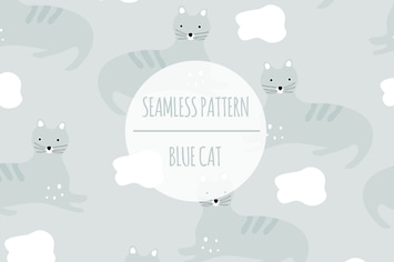 Blue Cat – Seamless Pattern