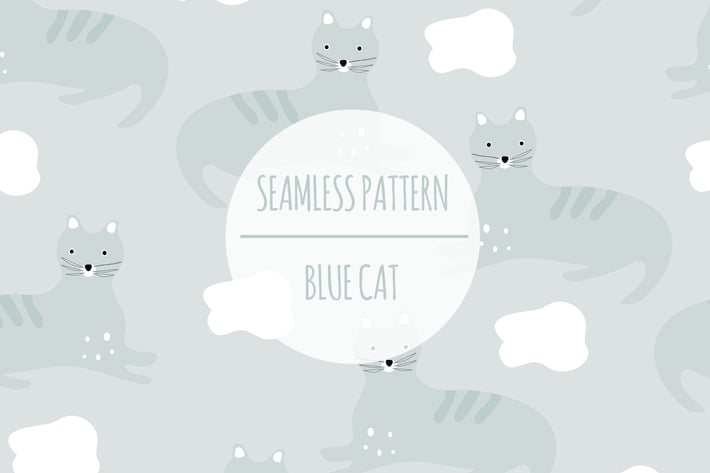 Blue Cat – Seamless Pattern