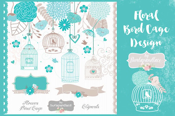Teal floral bird cage design