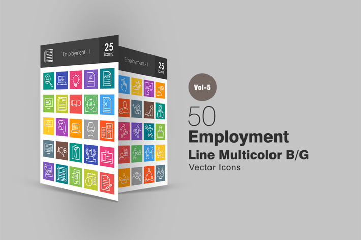 50 Employment Line Multicolor Icons