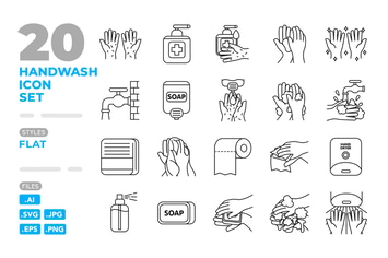 Handwash Icon Set (Outline)