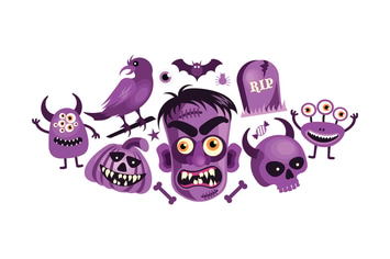 Set of Halloween Spooky and Scary Object Graphics 